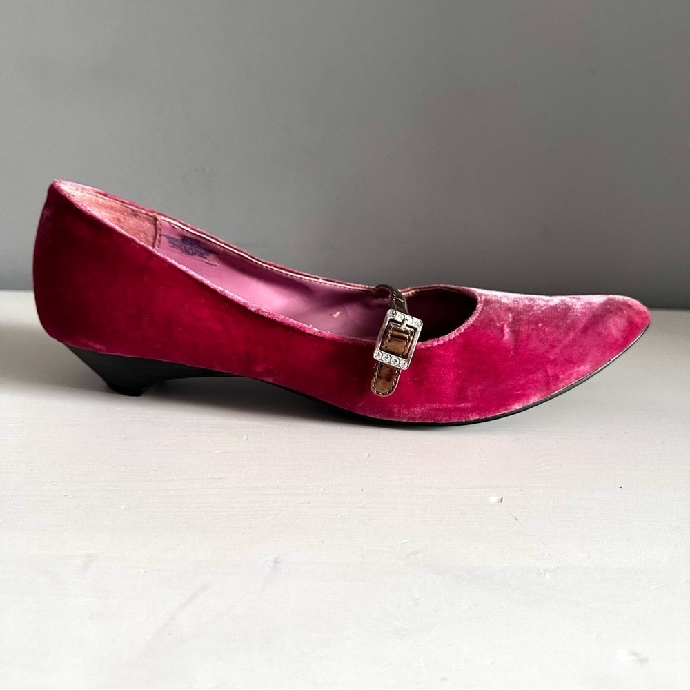 OLD NAVY - Women’s Pink Velvet Mary Jane Ballet Shoes Slippers Size 10 - Picture 4 of 14